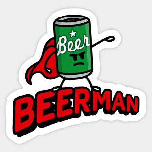 Beerman, funny superhero pun beer gifts for men Beer man Sticker